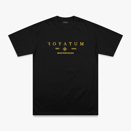 T SHIRT REFULAR FIT ROYATUM ENIGMA NEGRO/AMARILLO